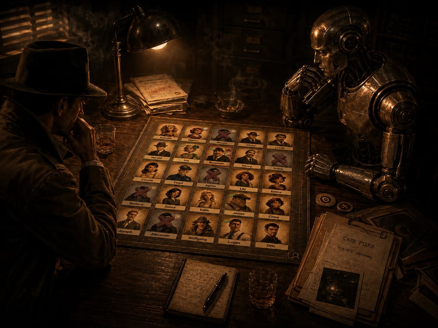 Player practising Alibi against an AI-controlled opponent