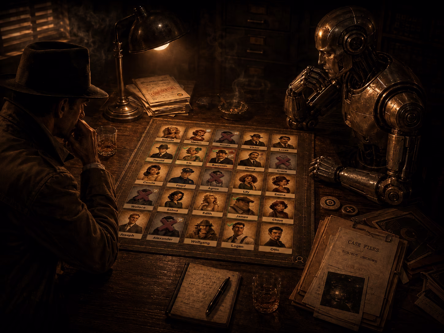 Player practising Alibi against an AI-controlled opponent